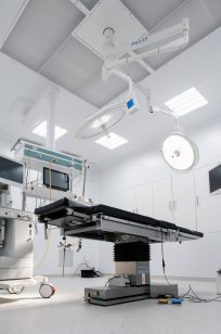 Empty operating room in a hospital Interior of an operating room in clinic with modern medical equipment