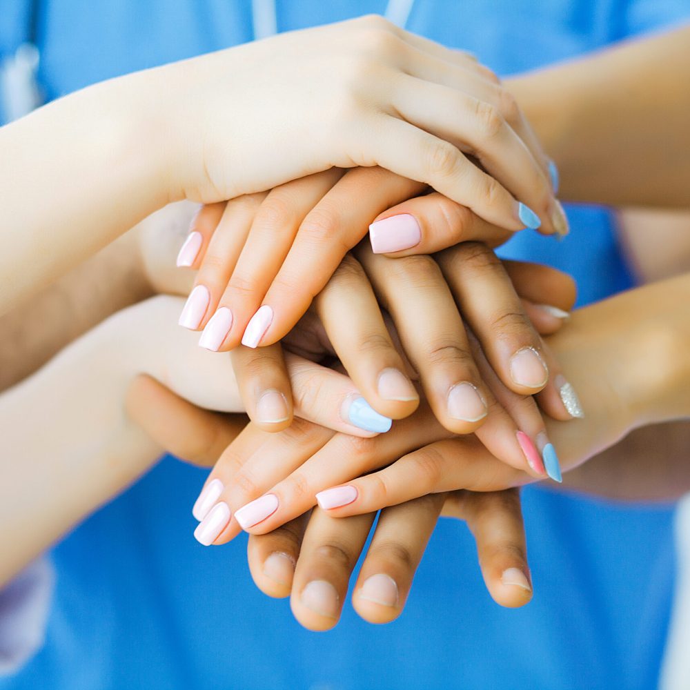 Group of medical workers working together in hospital